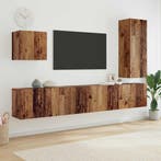vidaXL TV-wandmeubel Wandgemonteerd 5 pcs Oud Hout Bewerkt, Minder dan 50 cm, Verzenden, Nieuw, Minder dan 100 cm