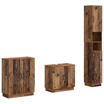 vidaXL 3-delige badkamerkast set HOORN Oud hout Bewerkt hout, Verzenden, Nieuw