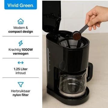 Koffiezetapparaat Filterkoffie 1,25 Liter Met Glazen Kan, Verzenden, Zo goed als nieuw