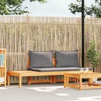 vidaXL Tuinbank met tafel en donkergrijze kussens massief, Verzenden, Nieuw, Hardhout