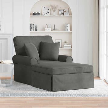 vidaXL Chaise Lounge met Rok 3 st Donkergrijs Katoen Stof, Verzenden, Nieuw