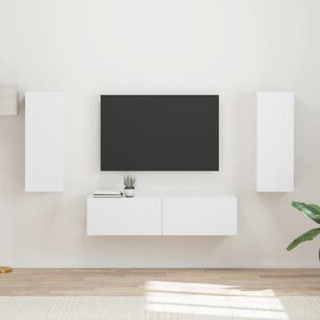 vidaXL Tv-meubelset 2 st Wit Bewerkt hout, Minder dan 50 cm, Verzenden, Nieuw, Minder dan 100 cm