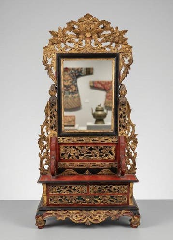 Spiegel - Brons - Spiegel om neer te zetten, XIXe eeuw, Antiek en Kunst