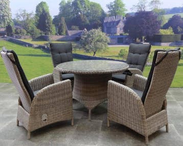Riccione Menorca dining tuinset 110 cm rond verstelbaar, Ophalen of Verzenden, Nieuw, Wicker