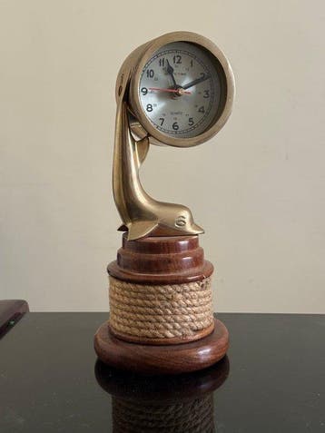 Pendule - - Verguld messing - 1970-1980 - Vintage nautisch, Antiek en Kunst, Antiek | Klokken