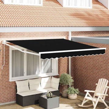 vidaXL Handmatige Zonnescherm 3,5 x 2,5 m Zwart 100%, Verzenden, Nieuw