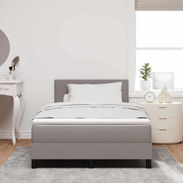 vidaXL Boxspring bed met LED-stripverlichting Taupe 120 x, Verzenden, Nieuw, Twijfelaar, Stof
