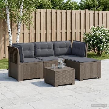 vidaXL 4-Persoons Tuinbank met Kussens Rieten Look PP, Verzenden, Nieuw