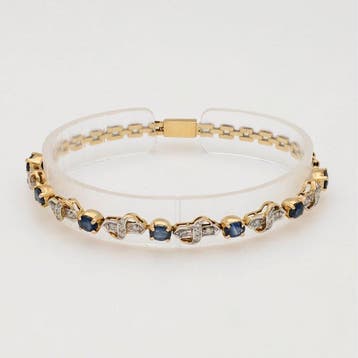 Armband - 14 karaat Geel goud Saffier - Diamant, Nieuw