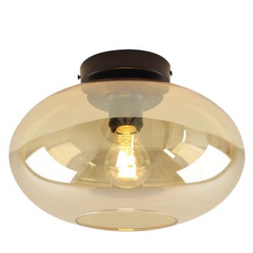 Design plafondlamp amber, Luca, Ophalen of Verzenden, Nieuw, Glas