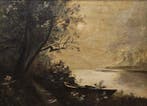North European School (XIX) - Antique Moonlit Landscape, Antiek en Kunst, Kunst | Schilderijen | Klassiek