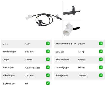 ABS-sensor Mitsubishi Mirage 1.0 (A0A) Van 2012-05 tot  - AB, Verzenden, Nieuw, Mitsubishi