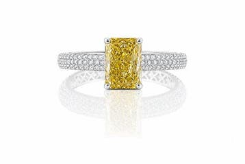 Ring - 14 karaat Witgoud - 2.05ct. tw. Geel Diamant (Fancy, Nieuw