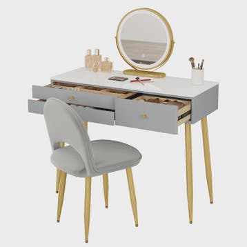 Kaptafel met Verlichting en Spiegel, Inclusief Velvet Stoel, Huis en Inrichting, Tafels | Kaptafels, Verzenden, Nieuw