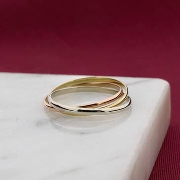 Tricolor gouden trinity ring, Sieraden, Tassen en Uiterlijk, Ringen, Gebruikt, Ophalen of Verzenden, Kleiner dan 17, Dame