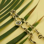 Gouden ankerschakel armband met Nazar oog (Schakelarmband), Gebruikt, Overige kleuren, Ophalen of Verzenden, Met edelsteen