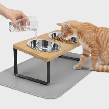 Verhoogde Kattenvoerbak met Mat - 15Â° Kantelbaar - Dubbele, Verzenden, Nieuw