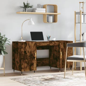 vidaXL Bureau 140x50x75 cm bewerkt hout gerookt eikenkleurig, Verzenden, Nieuw