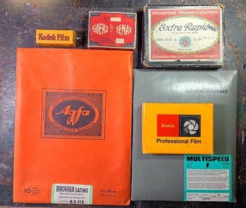 Agfa, Kodak, Herzog, Maco Vintage photographic paper, glass, Nieuw