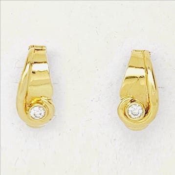 Oorbellen - 18 karaat Geel goud - 0.20ct. tw. Diamant, Sieraden, Tassen en Uiterlijk, Oorbellen, Nieuw