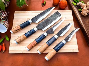 Keukenmes - Kitchen knife set - 754 - Staal, Hout,