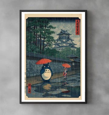 Sato Hageshi - Totoro and the Kimono Girl - Pop Art - Signed, Nieuw