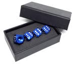 Dobbelsteen ventieldopjes blauw in cadeau-verpakking.