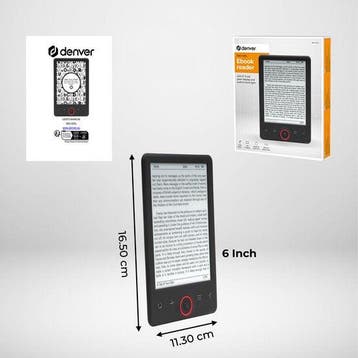 2dekans | Denver E Reader 6 inch - Display Verlichting - E, Computers en Software, Windows Tablets, Ophalen of Verzenden, Zo goed als nieuw