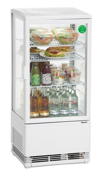 Bartscher Mini-koelvitrine 78L | Wit | 3 roosters | LED-verl, Witgoed en Apparatuur, Koelkasten en IJskasten, Ophalen of Verzenden