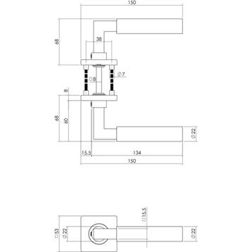 Intersteel Deurkruk Bau-Stil op vierkant rozet - RVS, Verzenden, Nieuw