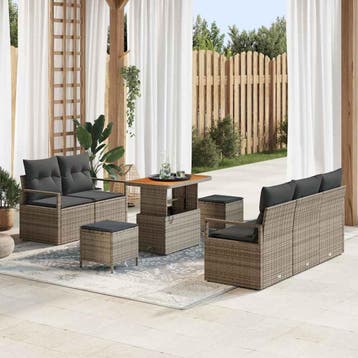 Tuin Sofa Set Met Kussen 8 Pcs Poly Riet - 90 cm, Tuin en Terras, Tuinsets en Loungesets, Verzenden, Nieuw