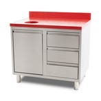 HCB Werkkast - snijtafel - afvalbak - lades - 100 cm - RVS -, Verzenden, Nieuw in verpakking, Overige typen