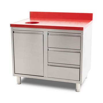 HCB Werkkast - snijtafel - afvalbak - lades - 100 cm - RVS -, Verzenden, Nieuw in verpakking, Overige typen
