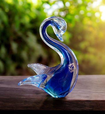 Murano - sculptuur, Élégant cygne en verre de Murano - Verre