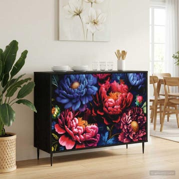 vidaXL Dressoir KIEL Zwart eiken 102 x 33 x 76 cm Bewerkt, Verzenden, Nieuw, Overige houtsoorten, Minder dan 50 cm