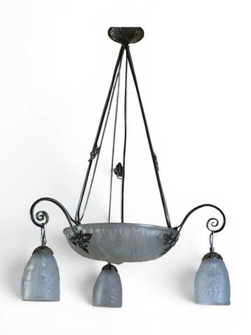Noverdy - Lamp - Zilverachtig glas en sierijzerkunst - Decor