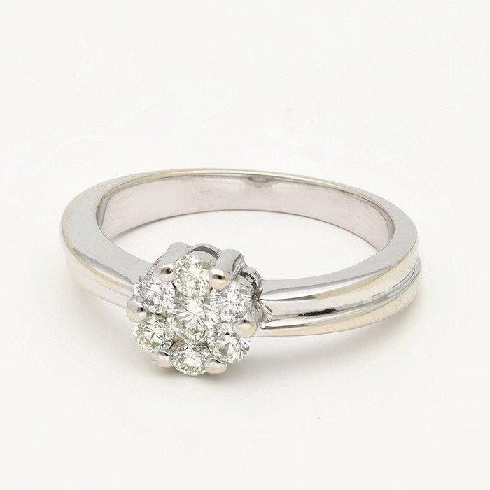Ring - 14 karaat Witgoud Diamant (Natuurlijk), Sieraden, Tassen en Uiterlijk, Ringen