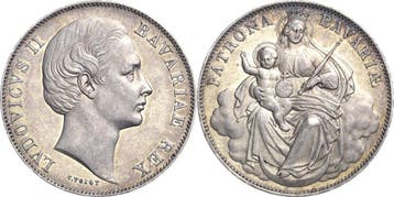 Taler, daalder ohne Jahr Bayern Ludwig Ii 1864-1886, Verzenden