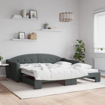 vidaXL Slaapbank met onderschuifbed 100x200 cm stof, 100 cm, Eenpersoons, Verzenden, Nieuw