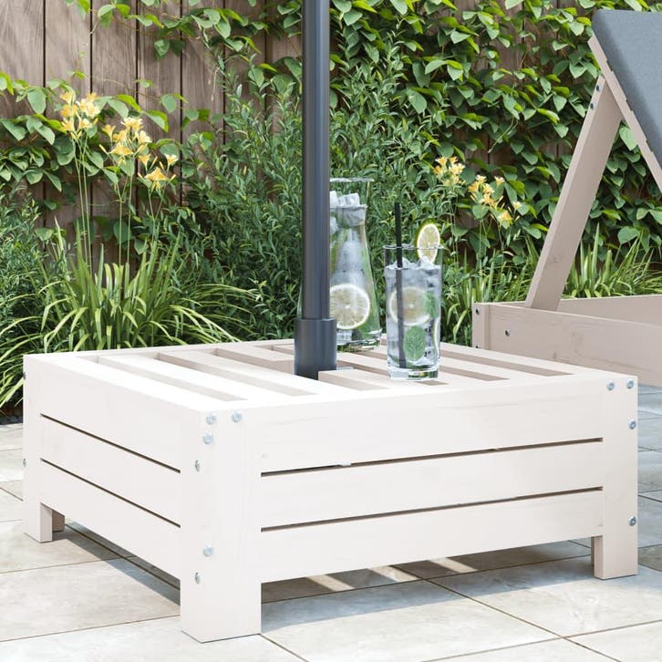 vidaXL Parasolvoetbedekking massief grenenhout wit, Tuin en Terras, Parasols, Parasolvoet, Nieuw, Minder dan 1 meter, Verzenden