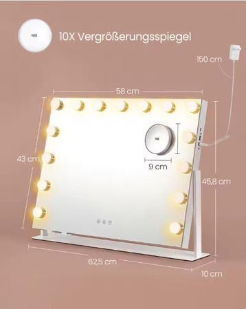 LED Make-upspiegel Dimbaar – 360° Draaibaar met Oplaadpoorte, Verzenden, Nieuw