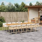 vidaXL 13-delige Tuinset met kussens poly rattan beige, 2 zitplaatsen, Nieuw, Tuinset, Verzenden