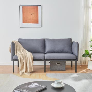 2-zitsbank Kamar 158x79x63 cm donkergrijs en zwart [en.casa], Verzenden, Nieuw
