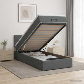vidaXL Ottoman bed met matras Donkergrijs 80 x 200 cm Stof, Verzenden, Nieuw, Eenpersoons