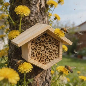 Houten Bijenhotel voor Tuin & Buiten - Natuurlijk Habitat vo