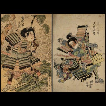 Twee krijgerprenten: Utagawa Kunitsuna /  (1808–1865) en