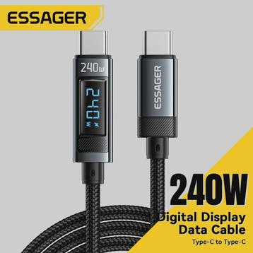 Essager 240W USB-C naar USB-C Kabel met Digitaal Display - P, Verzenden, Nieuw