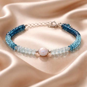 Parel - Zilver - Armband - Aquamarijn, topaas