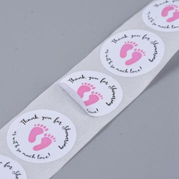 1 rol 500 stickers Wensetiket zegel rond 25mm Baby Shower..., Ophalen of Verzenden, Nieuw