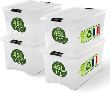 Stapelbare Box 45L 4st | Laatste Stuk! Retour, Ophalen of Verzenden, Zo goed als nieuw